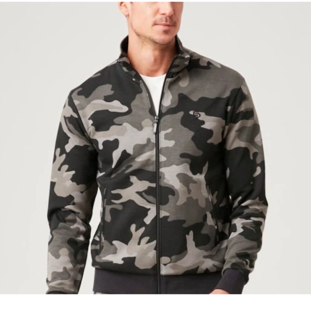 NWT Men's Flint Park Court Sport Jacket Black Gray Camo Poly/Cotton Blend XL $88